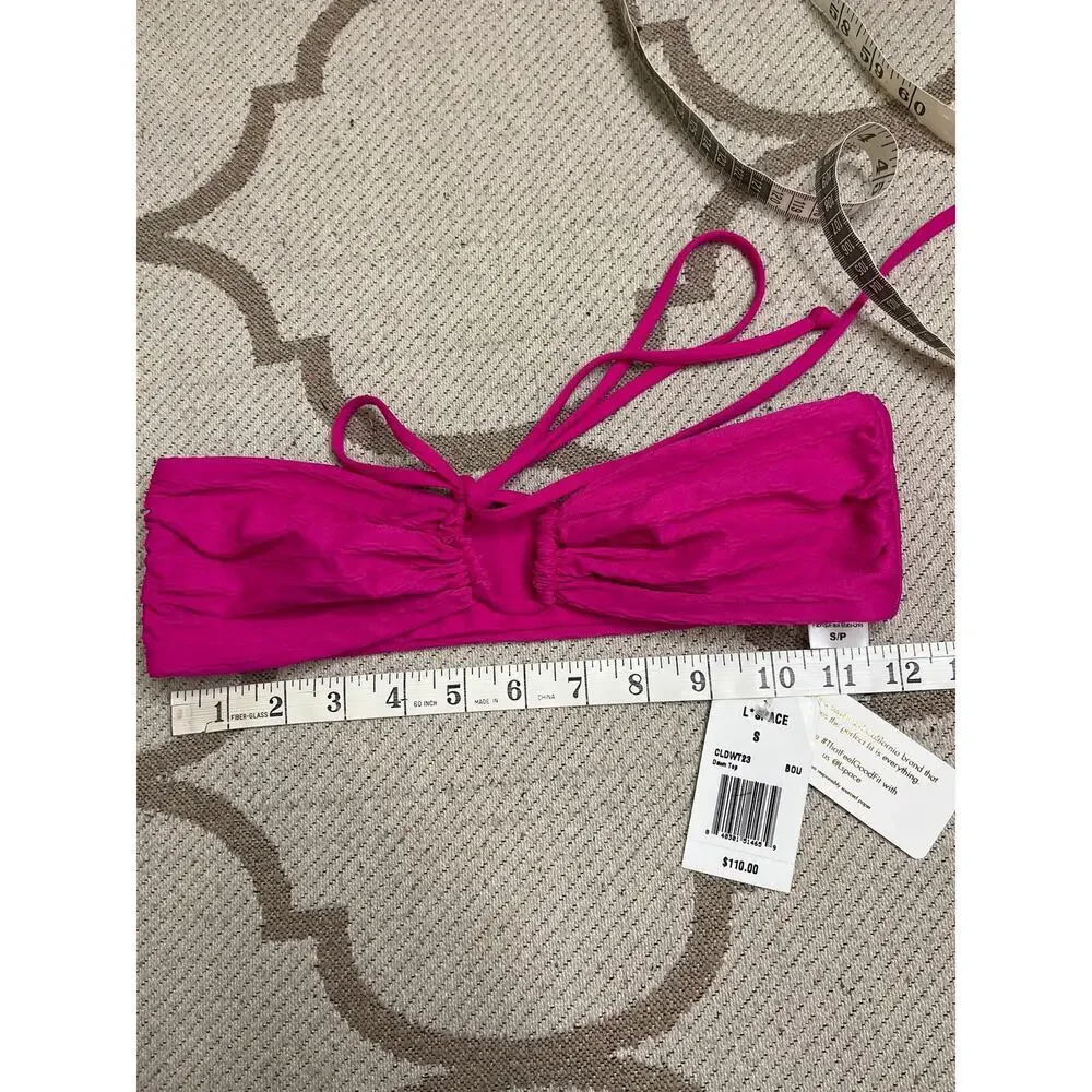 Lspace Dawn Bikini Bandeau Halter Swim Top, Bougainvillea, MSRP $110,size small